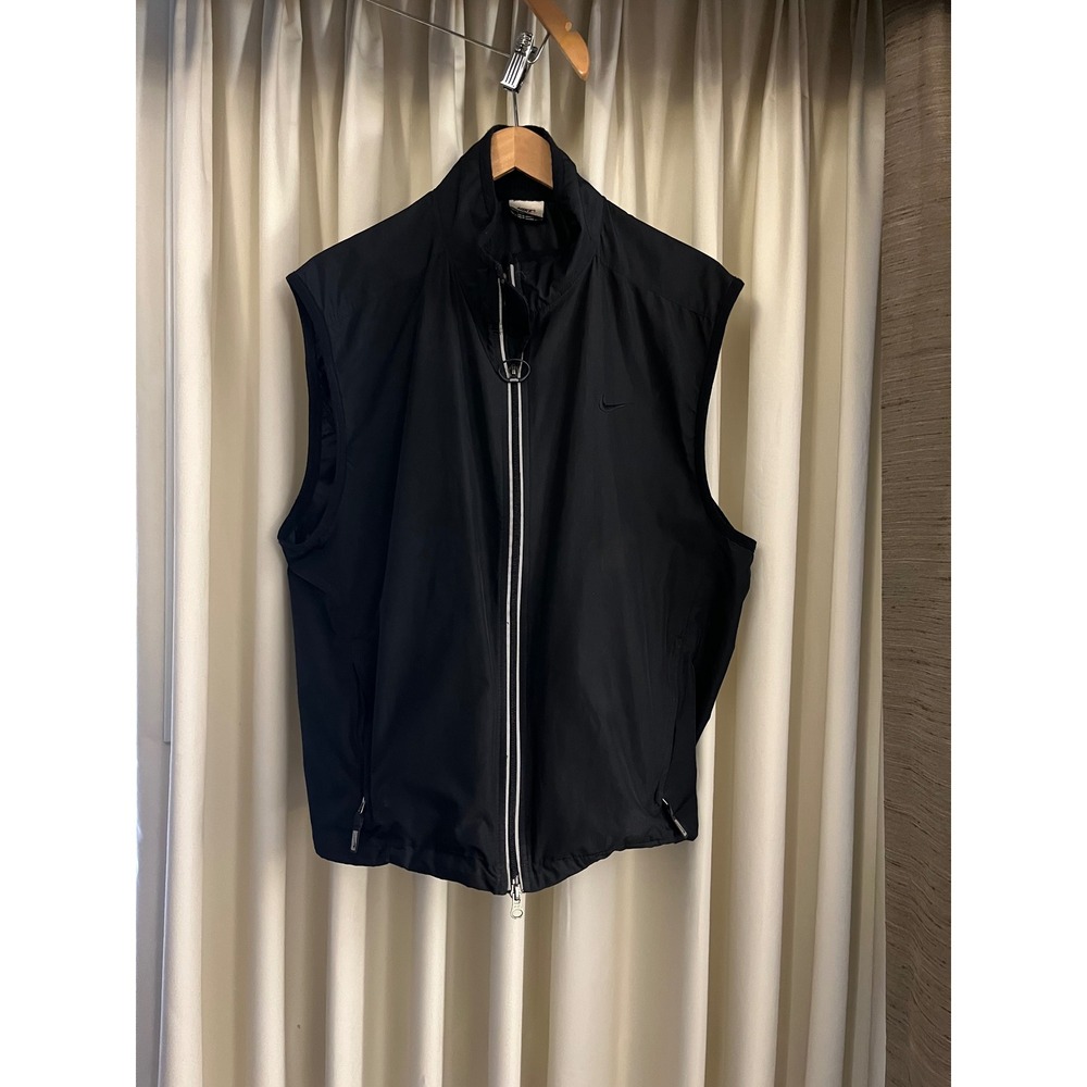 Vintage Nike Mens Black Windbreaker Vest Full Zip